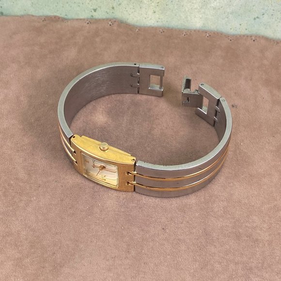 Folio Lady's Two Tone Gold and Silver Bangle Bracelet Watch - Picture 3 of 7